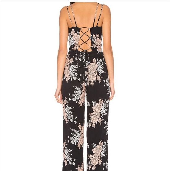 Privacy Please Black Floral Dale Sleeveless V-Neck Jumpsuit Women's Small - Picture 10 of 11